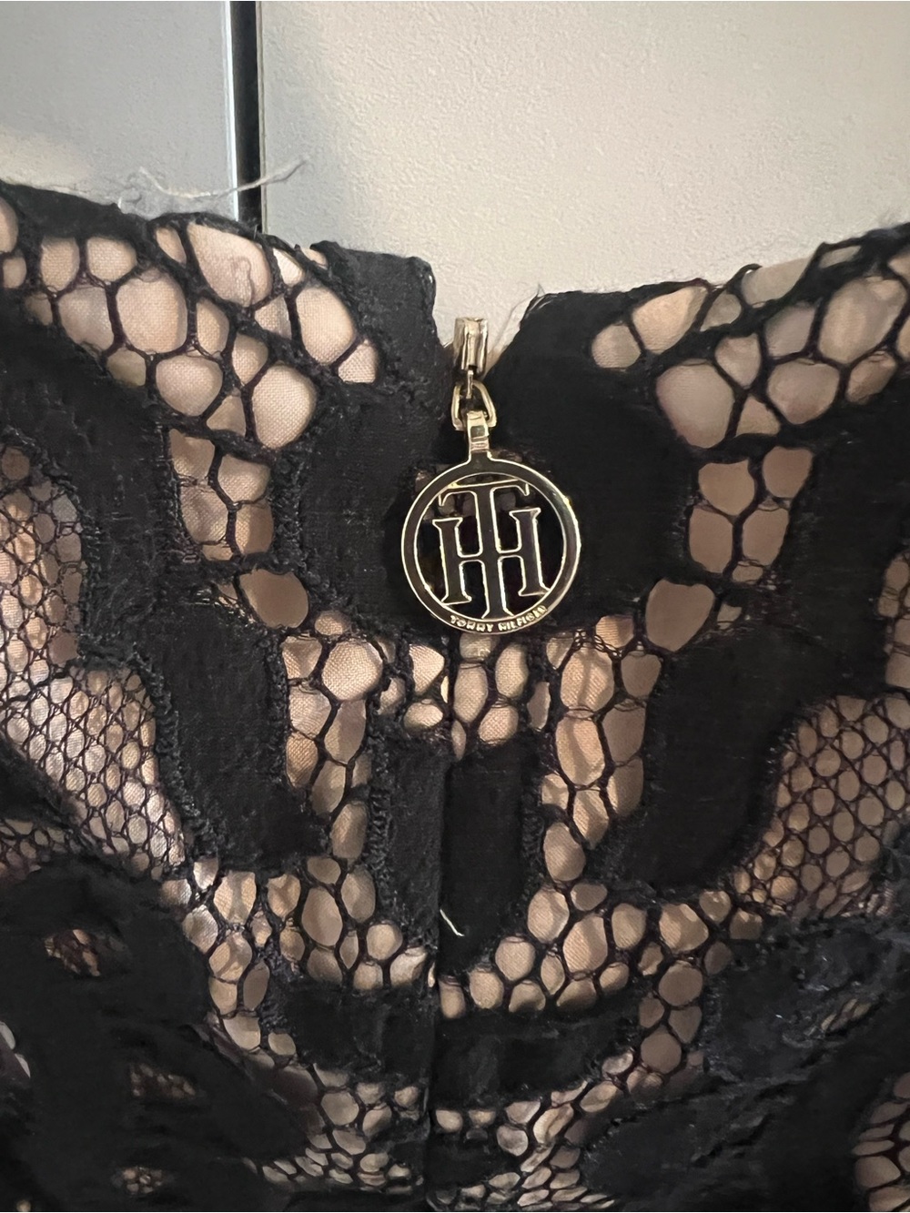 Tommy Hilfiger Black Lace Overlay Dress with Nude Lining - Picture 3 of 4